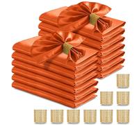 RUDONG M 100 Pcs Orange Satin Napkins and Napkin Rings Set, 17 x 17 Inch Square Cloth Napkins Set of 50, Silky Soft Table Napkins Bulk for Weddings, Banquet, Parties Dinner Decoration