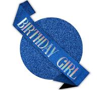 RUDONG M Birthday Girl Sash Glitter - Blue Birthday Sash for Women & Girls | Sweet 16/18th/21st/30th/40th/50th/60th/70th, All-Age Celebration Party Decor