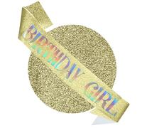 RUDONG M Birthday Girl Sash Glitter - Gold Birthday Sash for Women & Girls | Sweet 16/18th/21st/30th/40th/50th/60th/70th, All-Age Celebration Party Decor