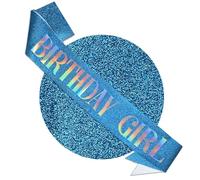 RUDONG M Birthday Girl Sash Glitter - Light Blue Birthday Sash for Women & Girls | Sweet 16/18th/21st/30th/40th/50th/60th/70th, All-Age Celebration Party Decor