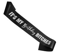 RUDONG M It's My Birthday es Sash - Black Birthday Sash with Silver Glitter for Women & Girls | Sweet 16/18th/21st/30th/40th/50th/60th/70th, All-Age Celebration Party Decor