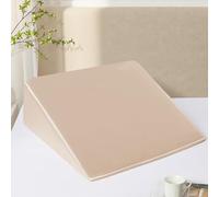 RUDONG M Satin Wedge Pillow Cover 25"x25"x8" - Soft Breathable Zippered Wedge Pillow Case, Machine Washable Pillowcase (Beige, 1 Pack - Pillow Not Included)