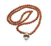 RudraGallery Rudraksha Mala 108 Beads Original With 6 Mukhi Nepali Rudraksha Pendant Silver Capping Indonesia Rudraksha Beads Mala For Japa Men Women