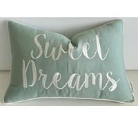 Rudransha 12x18 Sweet Dreams Lumbar Pillow Cover - Embroidered Quote Throw Pillowcase - Decorative Cushion for Couch, Sofa, Bed, Nursery, Cozy Corner - Relaxing Bedroom Accent - Light Teal