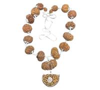 Rudrashiv Blessing 1 To 14 Mukhi Nepal Rudraksha Mala In Pure Silver With Silver Chain | One to fourteen Face Nepal Rudraksh Mala 2 Mukhi Indian/Medium Size/Siddha Mala