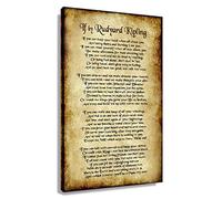 Rudyard If Poster Modern Poem Framed Motivational Wall Art Print Retro Canvas Inspirational Quotes Poster Vertical Picture For Bedroom Deco Framed (16x24 inch)