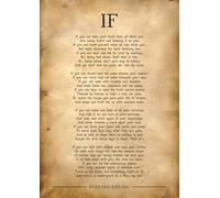 Rudyard kipling If poem art print old paper style. Size A4