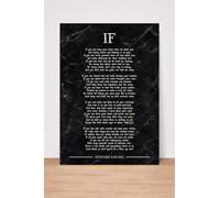 Rudyard Kipling 'IF' Poem Print, Inspirational Wall Art, Background Black Marble. Size A4