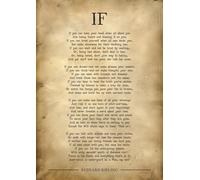 Rudyard Kipling 'If' Poem Print, Old Paper Style Motivational Wall Art, Classic Literature Typography on Aged Paper Background. Size A4
