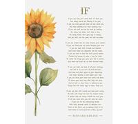 Rudyard Kipling's 'IF' Poem Art Print with Watercolour Sunflower, Inspirational Wall Decor. Size A4
