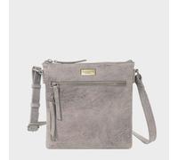 RUE' Distressed Real Leather Crossbody Bag Assots London Mid Grey One Size