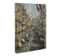 Rue Montorgueil In Paris By Claude Monet Canvas Print | Gallery Wrapped 30mm Frame Wall Art | 24x16 inches | Ready to Hang | Impressionist Picture | Living Room Bedroom Lounge Office