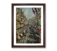 Rue Montorgueil In Paris By Claude Monet Classic Painting Framed Print | A2 Walnut Framed Wall Art | Ready to Hang | Classic Historical Picture | Living Room Bedroom Lounge Office