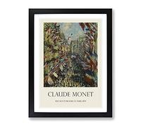 Rue Montorgueil In Paris By Claude Monet Exhibition Museum Painting Framed Wall Art Print, Ready to Hang Picture for Living Room Bedroom Home Office Décor, Black A4 (34 x 25 cm)