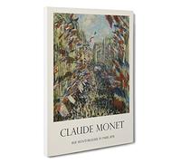 Rue Montorgueil in Paris Claude Monet Canvas Print | Gallery Wrapped 30mm Frame Wall Art | 30x20 inches | Ready to Hang | Impressionist Picture | Living Room Bedroom Lounge Office