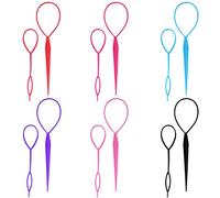 ruech 2 Topsy Tail French Braid Loop Hair Braid Ponytail Maker Hair Styling Tools Ponytail Creator Plastic Loop, Hair Accessories (Black)