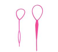 ruech 2 Topsy Tail French Braid Loop Hair Braid Ponytail Maker Hair Styling Tools Ponytail Creator Plastic Loop, Hair Accessories (Pink)
