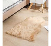 Ruedong Faux Fur Rug Light Brown 50x80 cm, Ultra Soft Fluffy Sheepskin Rug for Bedroom Sofa Throw Cushion Room Decor