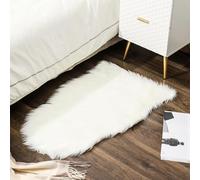 Ruedong Faux Fur Rug White 40x60 cm, Ultra Soft Fluffy Sheepskin Rug for Bedroom Sofa Throw Cushion Room Decor