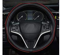 Rueesh Microfiber Leather Car Steering Wheel Cover, Soft Padding, Durable, No Smell, Universal 15 Inch Steering Cover, Anti-slip Embossing Pattern A, Black with Red Line