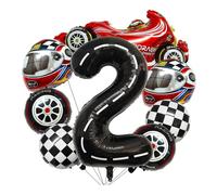 RUEHALF Competition Black And White Striped Racing Car Balloon Tyre Checkered Number Birthday Party Decoration Photo Props Arrangement(2)