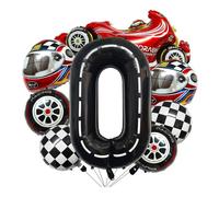 RUEHALF Competition Black And White Striped Racing Car Balloon Tyre Checkered Number Birthday Party Decoration Photo Props Arrangement(0)