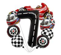 RUEHALF Competition Black And White Striped Racing Car Balloon Tyre Checkered Number Birthday Party Decoration Photo Props Arrangement(7)