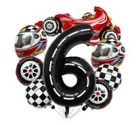 RUEHALF Competition Black And White Striped Racing Car Balloon Tyre Checkered Number Birthday Party Decoration Photo Props Arrangement(6)