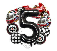 RUEHALF Competition Black And White Striped Racing Car Balloon Tyre Checkered Number Birthday Party Decoration Photo Props Arrangement(5)