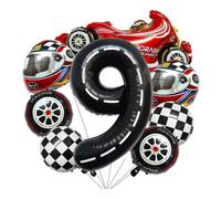 RUEHALF Competition Black And White Striped Racing Car Balloon Tyre Checkered Number Birthday Party Decoration Photo Props Arrangement(9)