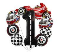 RUEHALF Competition Black And White Striped Racing Car Balloon Tyre Checkered Number Birthday Party Decoration Photo Props Arrangement(1)