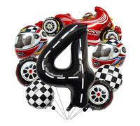 RUEHALF Competition Black And White Striped Racing Car Balloon Tyre Checkered Number Birthday Party Decoration Photo Props Arrangement(4)