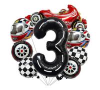 RUEHALF Competition Black And White Striped Racing Car Balloon Tyre Checkered Number Birthday Party Decoration Photo Props Arrangement(3)