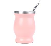 ruehalf New Practical Cup Yerba Mate Cup 304 Stainless Steel 8oz Argentine Yerba Mate Gourd with Bombillas (Color : Pink)