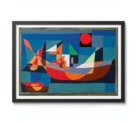 Ruehende Schiffe Paul Klee Art Print, Classic Bauhaus Art Painting Print, Abstract Exhibition Modern Geometric Wall Art, Cubism Home Decor Surrealism Picture Artwork, A1 (Black Frame) - 86.9x62.4cm