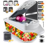 RüK Vegetable Chopper Slicer Onion Dicer, Multi 22-in-1 Veggie Mandoline Food Cutter for Tomato Fruit with Lemon Squeezer, E-Recipe, 11 Blades, Egg Separator & Slicer, Container