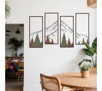 ruelen 4 Pcs Metal Mountain and Forest Wall Decor Colorful Landscape Mountain Wall Art Pine Tree Forest Wall Decoration Rustic Nature Wall Decor for Living Room Home Office Bathroom Indoor (Middle)