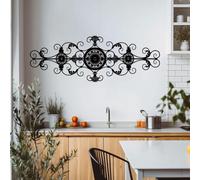 ruelen Black Flower Scroll Metal Wall Decor, Hanging Flower Scroll Metal Wall Art Decor Rustic Iron Wall Medallion Wall Art for Living Room, Bedroom, Above Doorway, Hallway, Vintage Home Decoration