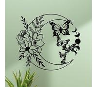 ruelen Moon Butterfly Metal Wall Decor, Boho Wall Art, Flower Wall Art for Indoor Living Room Bedroom and Outdoor Garden Yard Fence Decoration (Moon Butterflies)