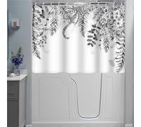 Ruelvth Short Shower Curtain, Watercolor Gray Eucalyptus Bathroom Curtain with Hooks for Walkin Tub or Step in Tub, 72x48 inch