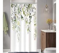 Ruelvth Small Stall Shower Curtain, Sage Green Eucalyptus Shower Curtain for Bathroom Waterproof Fabric Spring RV Shower Curtain Set with Hooks, 36x72 Inch