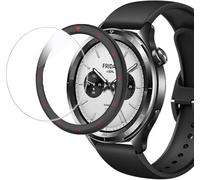 RuenTech Bezel and Protective Glass Compatible with Xiaomi Watch S3/S4, Bezel Ring, Scratch-Resistant Cover, Stainless Steel Protection for Xiaomi Watch S3/S4 Accessories (Black, Double Time Zones)