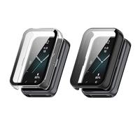 RuenTech Case Compatible with Honor Band 9, Protective Case, with Scratch-Resistant Screen Protector, Hard PC Protection for Honor Band 9 Smartwatch Accessories (Black + Clear)