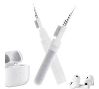 RuenTech Cleaning Kit for Airpods/Huawei/Samsung/Jabra/Soundcore/Beats/JBL/Redmi/Google/Sony Earbuds, Soft Brush Flocking Sponge Tool for Bluetooth Headphones Charging Case Charging Box (White + White