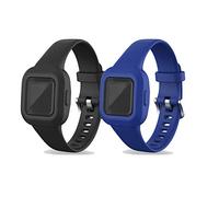 Ruentech Pack of 2 Band Compatible with Garmin Vivofit JR.3 Kids Bracelet Silicone Replacement Strap Wristbands Bands Strap Accessories (Black + Dark Blue)