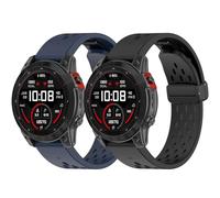 RuenTech Replacement Silicone Strap Compatible with Coros Vertix 2/Vertix 2S Watch Strap, Replacement Sports Strap, (Not for Vertix) (Black + Blue)