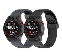 RuenTech Replacement Silicone Strap Compatible with Coros Vertix 2/Vertix 2S Watch Strap, Replacement Sports Strap, (Not for Vertix) (Black + Grey)