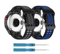 RuenTech Watch Straps Compatible with Coros Vertix 2/Vertix 2S Strap, Soft Silicone Adjustable Strap (Not for Vertix) (Black + Blue)