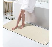 RUERYA Beige Bath Mat 17" x 59" Extra Long, Fast Dry Super Absorbent Non-Slip Rubber Backed Shower Mat for Bathroom Floor, Tub, Shower, Sink