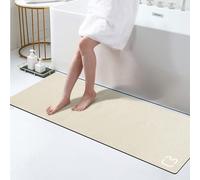 RUERYA Beige Diatomaceous Earth Bath Mat 15.7" x 47.2" Extra Long Bathtub Super Absorbent Non-Slip Shower Stone Fast Dry Large Bathroom Rugs for Floor, Tub, Shower, Sink